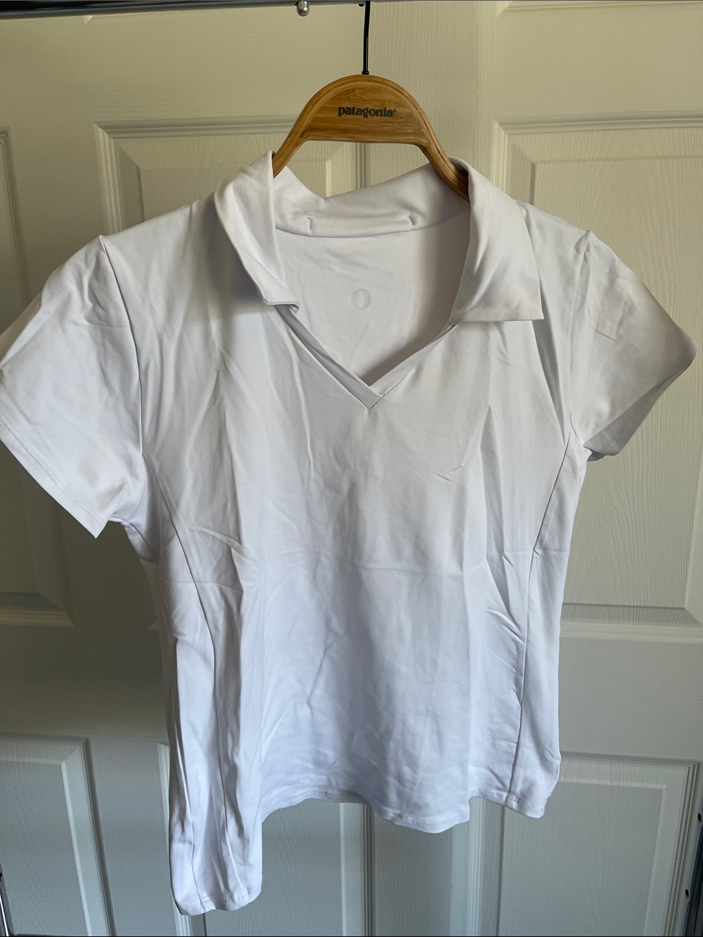 Women's White Collared V-Neck Performance Polo